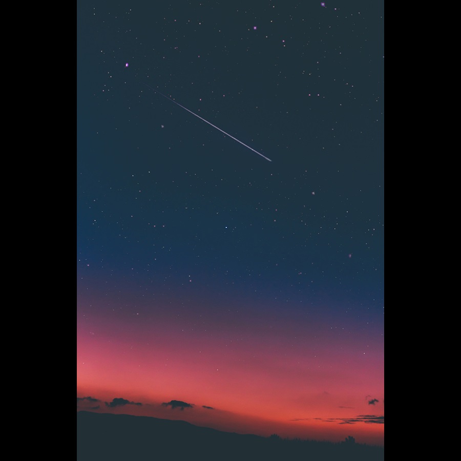 Night sky with shooting star in USA
