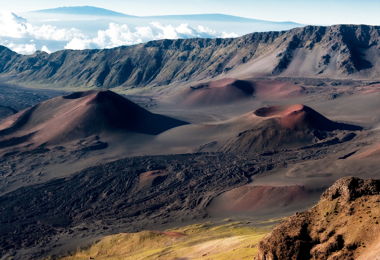 Mountain craters with sulfer ground 