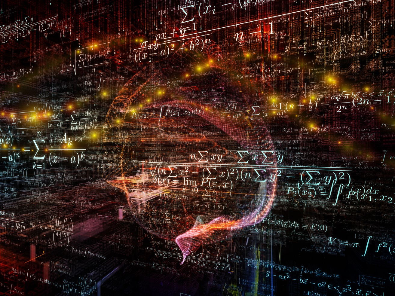 Mathematical Formula series. Backdrop design of mathematical formulas and design elements in perspective to provide supporting composition for works on business, science, education and technology