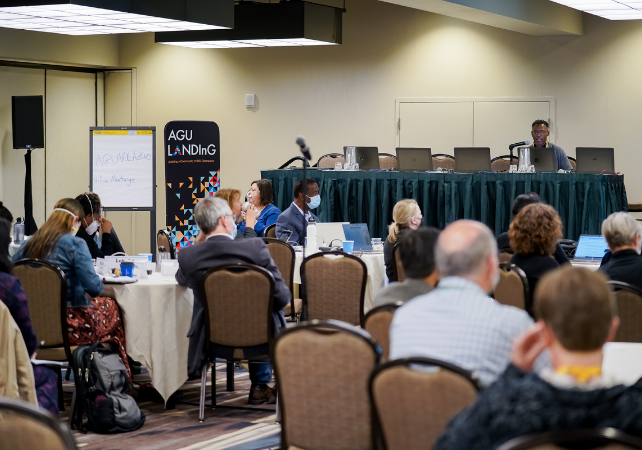 AGU LANDInG Academy Summit 1 participants listening in on a presentation.