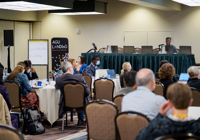 AGU LANDInG Academy Summit 1 participants listening in on a presentation. 