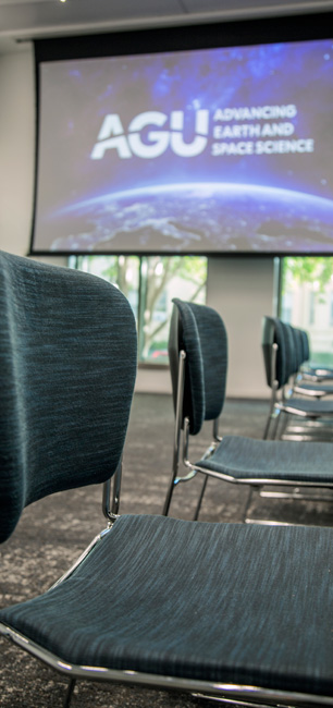 AGU building in chair.