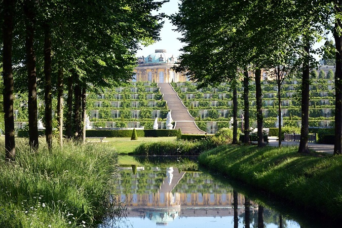 Sanssouci Summer Palace and wine garden in Potsdam, Germany