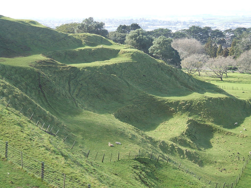 View of the One Tree Hill volcanic peak in Auckland