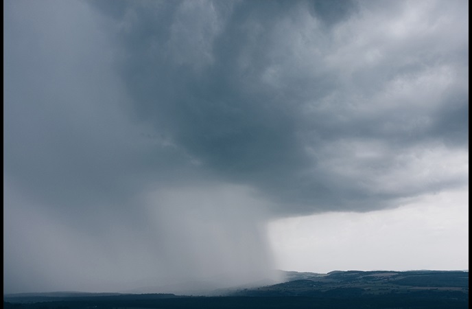 Rain storm over the ocean
