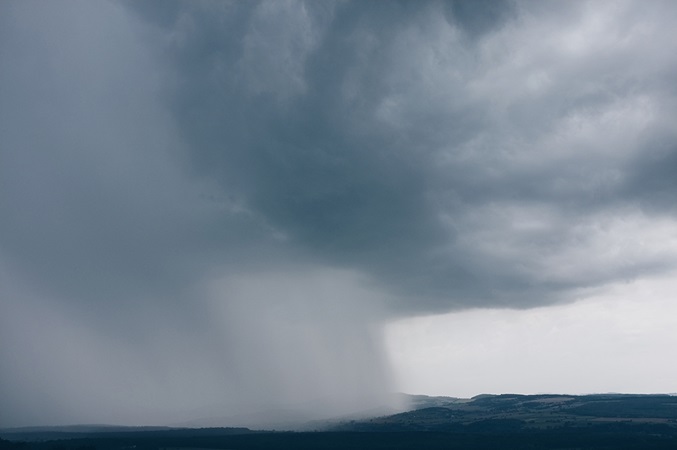 Rain storm over the ocean