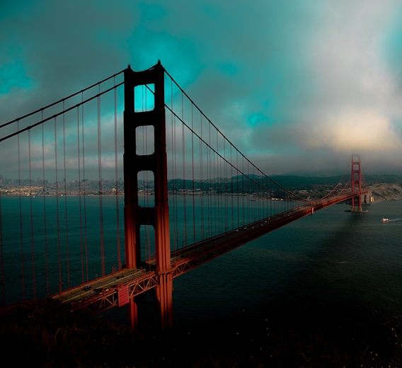 San Francisco Golden Gate Bridge with cloudy beautiful sky