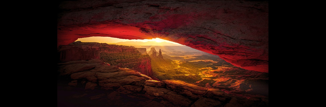 Sunbeam through rocky archway