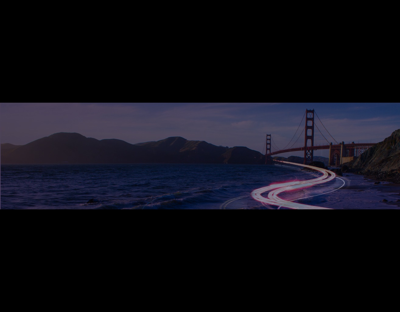 Banner image of the Golden Gate Bridge with a swoosh of light cutting across the image