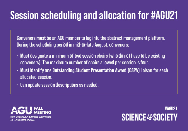 #AGU21 Session scheduling and allocation