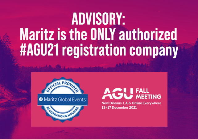 #AGU21 only authorized registration company is Maritz in pink