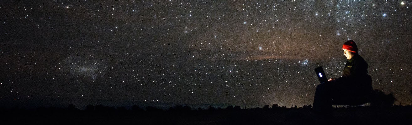 Man, stars and computer