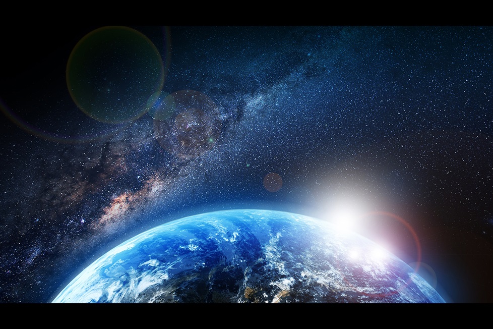 Earth Sunrise and Milky Way Illustration
