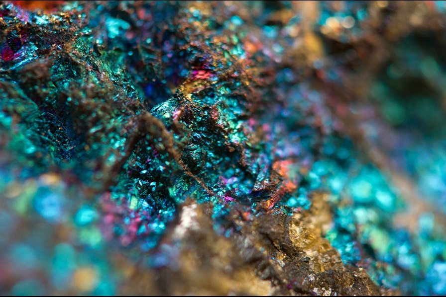 Close-up photograph of colorful quartz