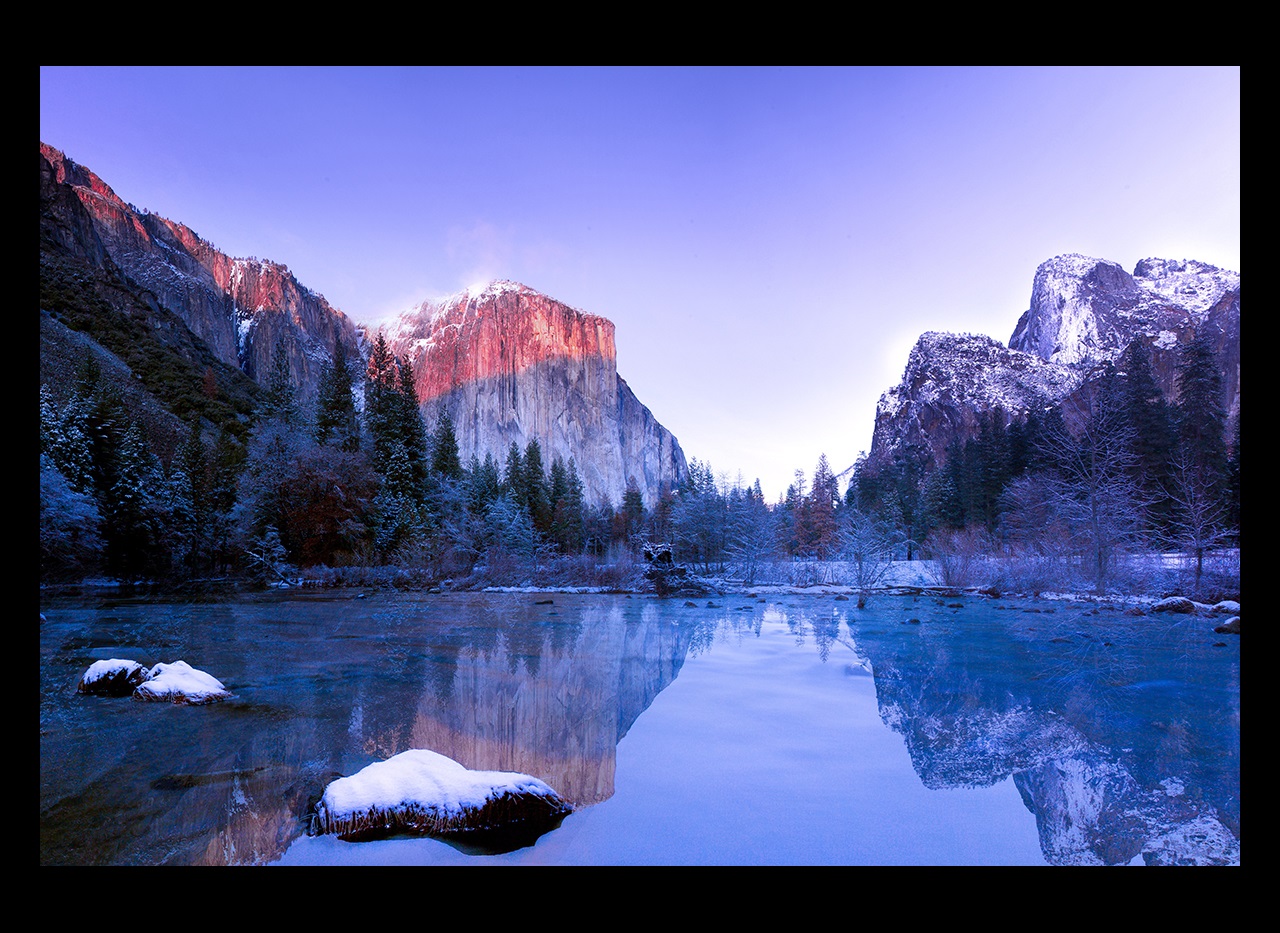 Lake with mountain reflection in Yosemite Valley, United States