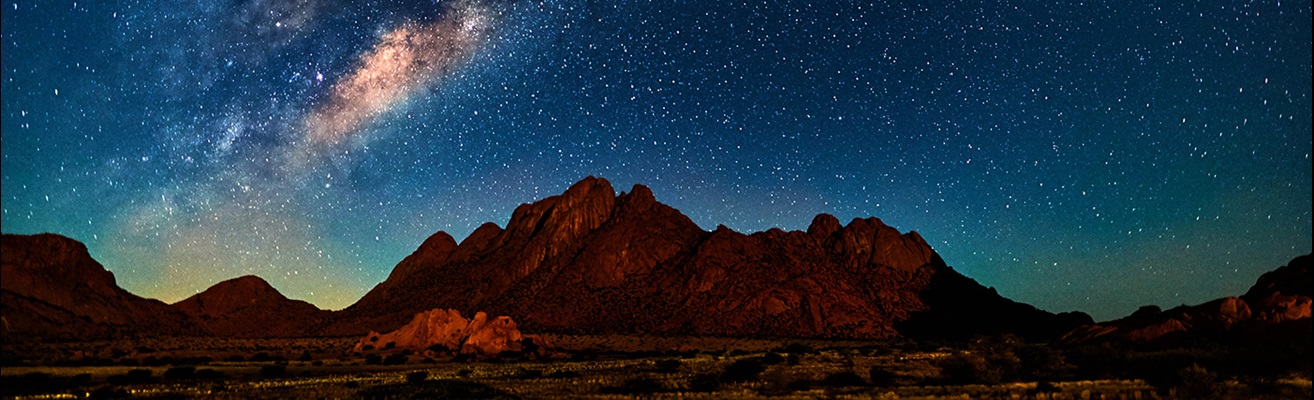 Night landscape with the Milky Way in Namibia in the Spitzkoppe area