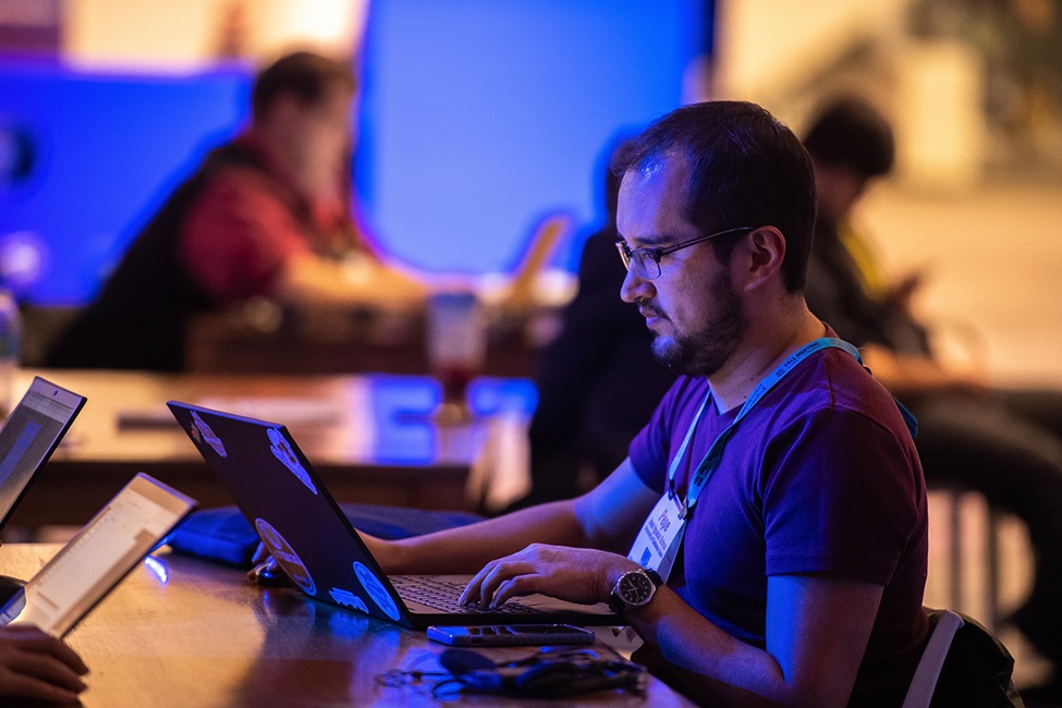 Attendee using Computer at Fall Meeting