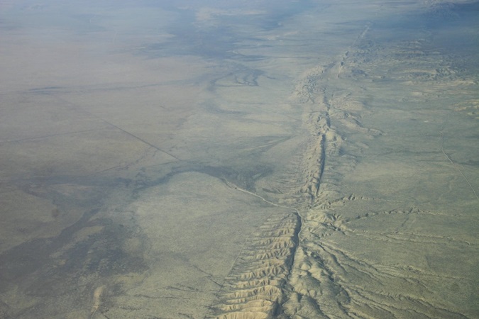Aerial photo of the San Andreas Fault in the Carrizo Plain
