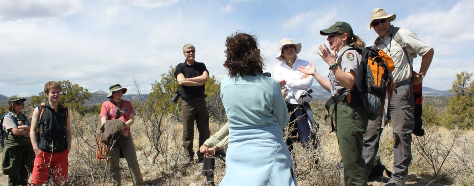 People speaking outside during a Chapman Santa Fe conference 