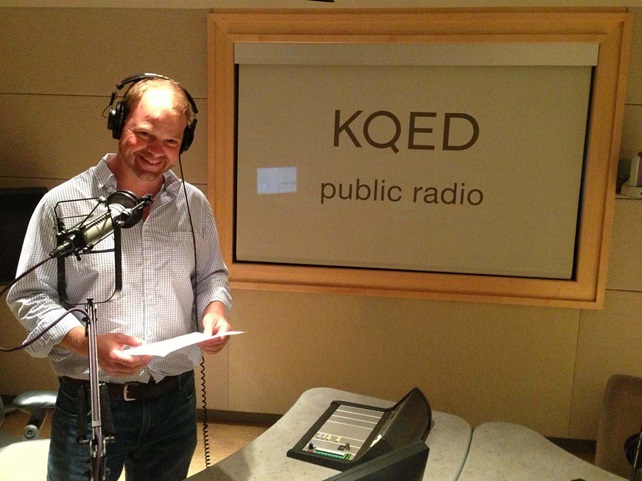 Man giving a radio interview