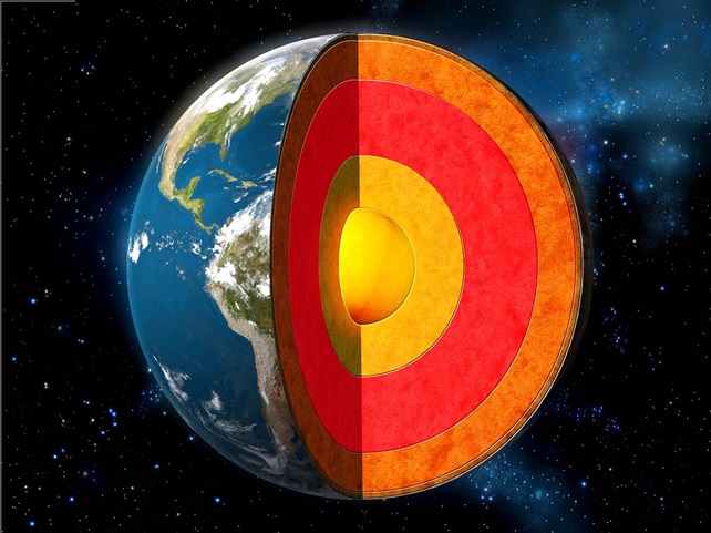 Illustration of earth cross section showing its internal structure