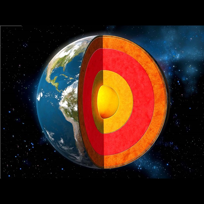 Illustration of earth cross section showing its internal structure