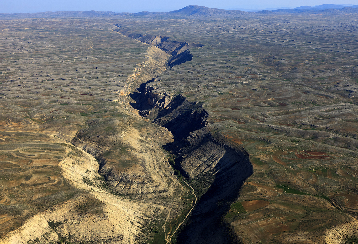 Aerial view of a fault line in Turkey