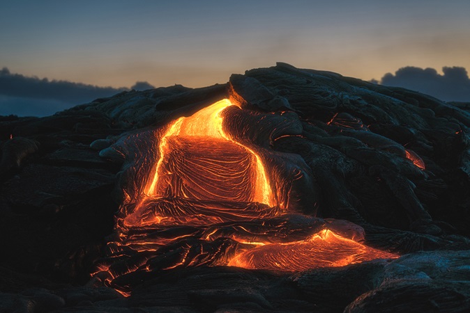 Lava field of the Kilauea volcano in USA