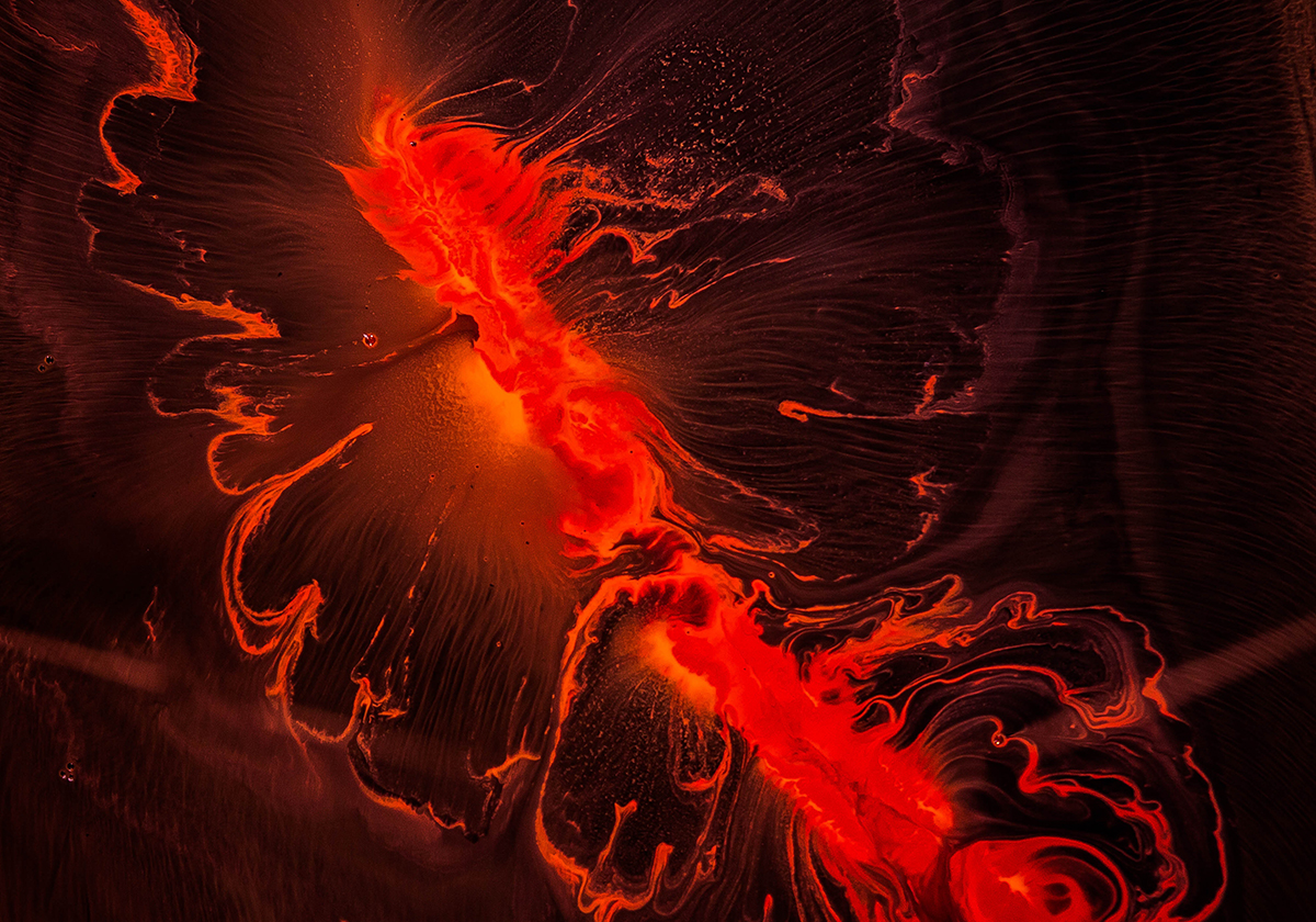 lava flow glowing at night