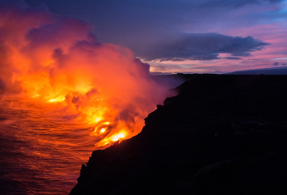Lava flowing into the sea