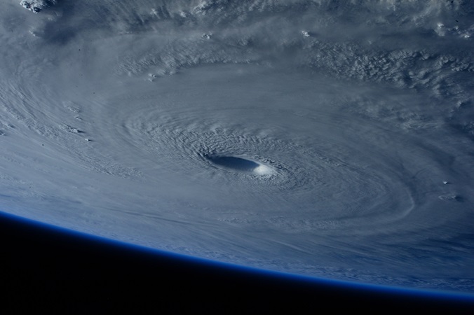 Satellite image of eye of a hurricane