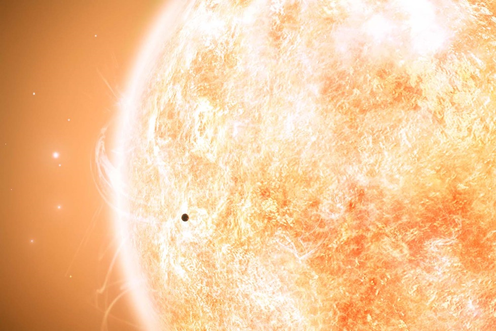Digital illustration of Mercury before sun surface