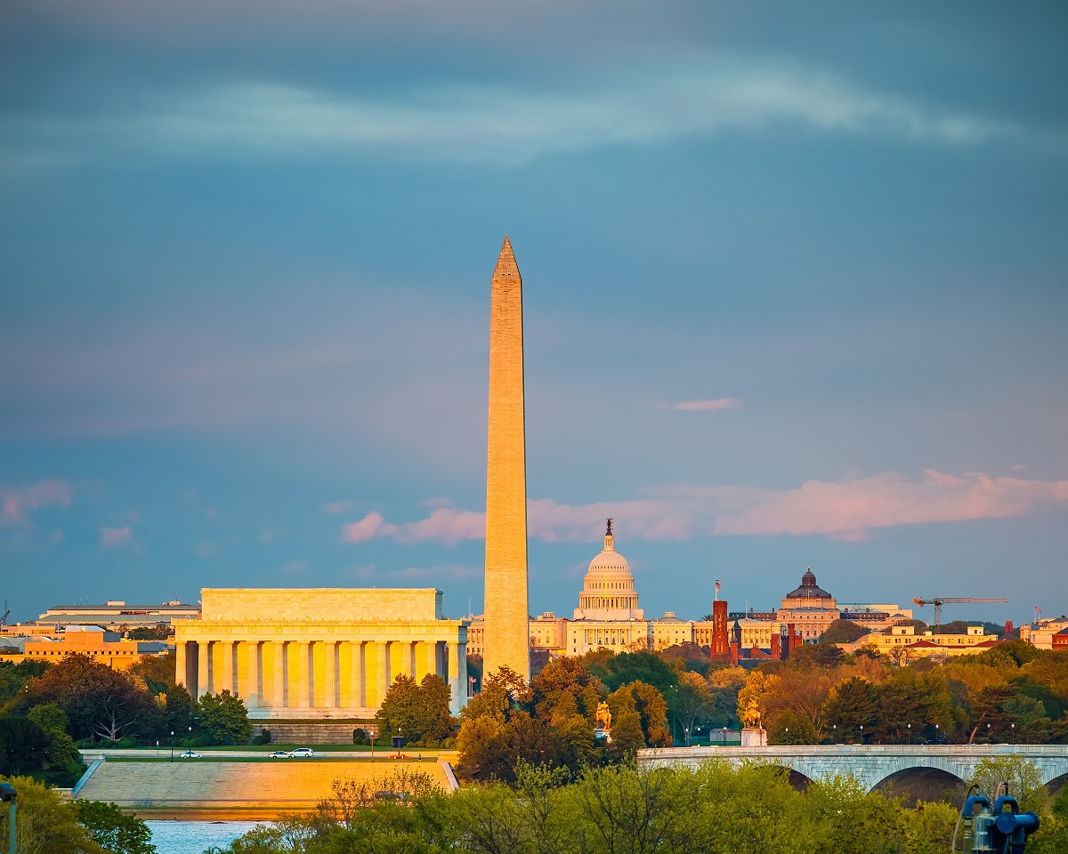 Lincoln memorial, Washington monument and Capitol, Washington DC