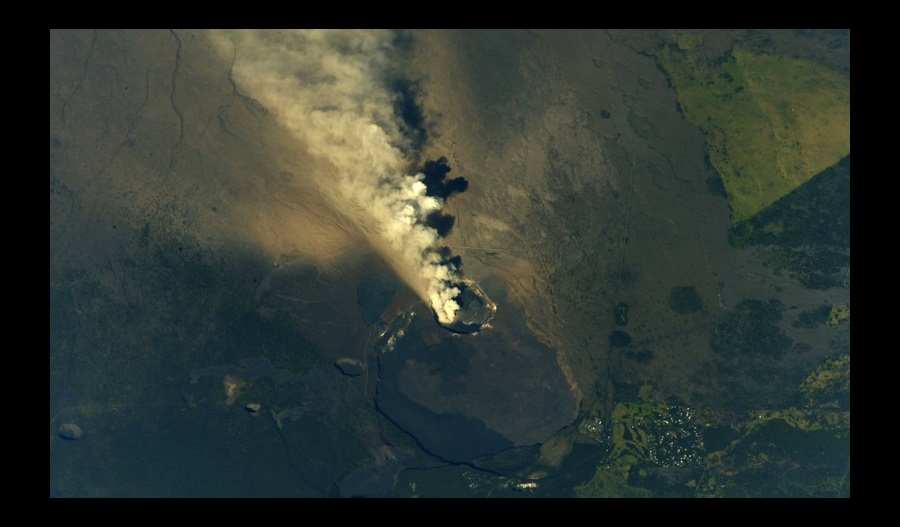 Aerial image of Kilauea Volcano in Hawaii from the international Space Station.