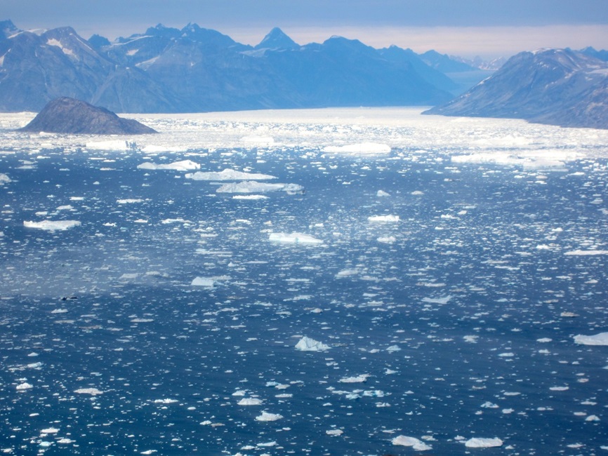 Icebergs in a fjord in Greenland
