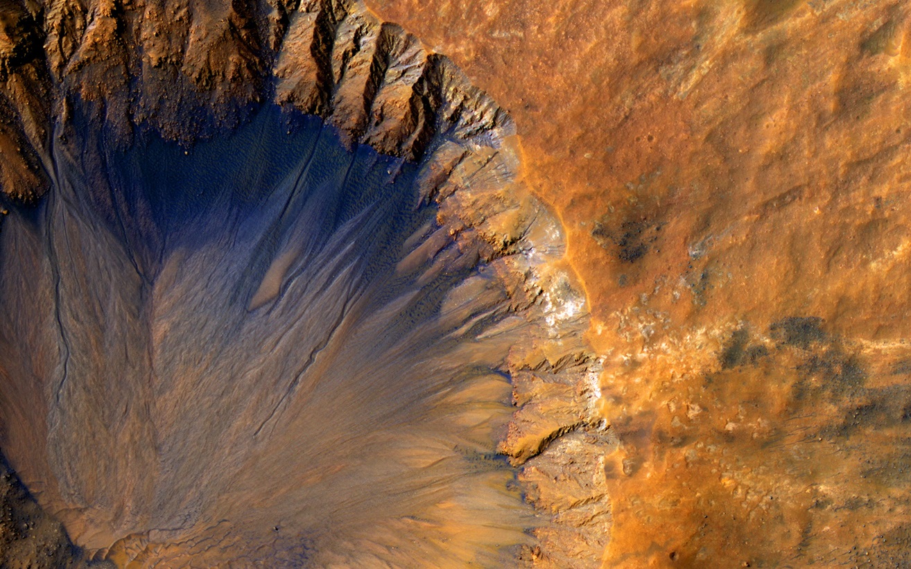 Aerial view of an impact crater