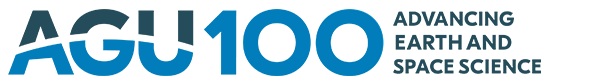 Blue AGU logo with the words "AGU100 advancing Earth and space science"