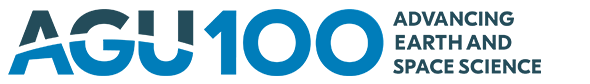 Blue AGU logo with the words "AGU100 advancing Earth and space science"