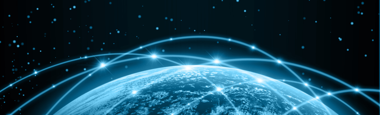 Network grid surrounding Earth.