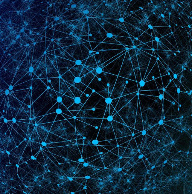 Points connected by lines indicating a vast network.