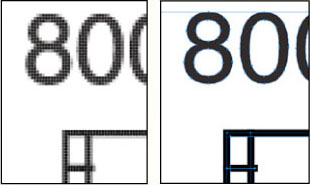 Graphic comparing a raster-based image and a vector-based image.