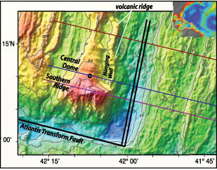 A topographical map showing volcanic ridges and shadows.