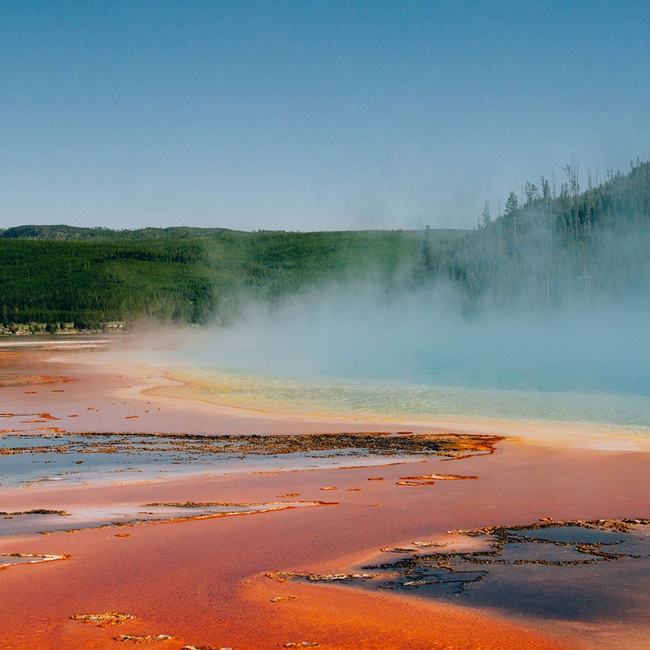 Looking across grand prism at yellowstone