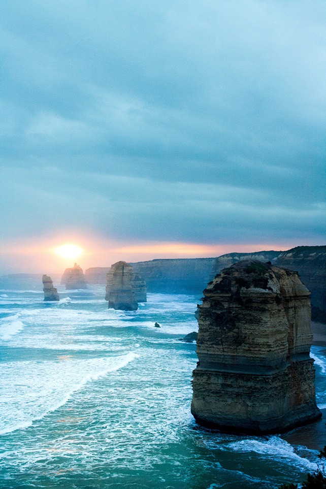Dusk at coastline of the Twelve Apostles, Australia