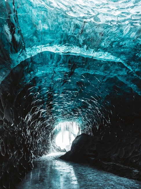 Ice tunnel in glacier