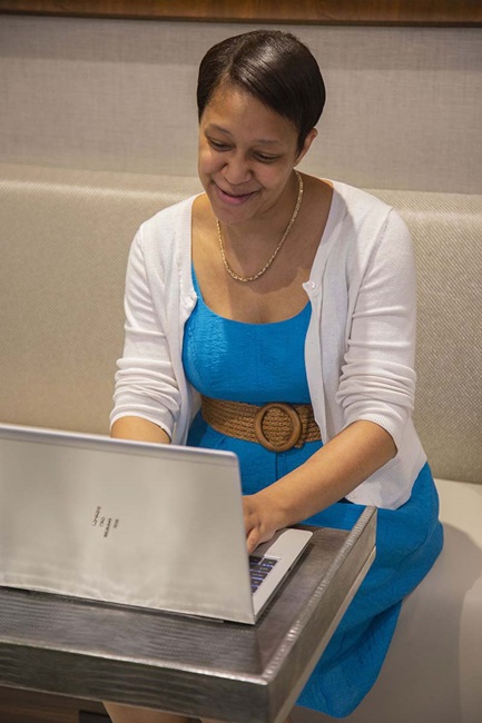 woman on computer