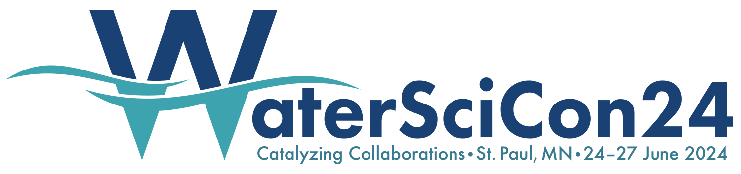 WaterSciCon24 logo, no background image. Catalyzing Collaborations, Saint Paul, MN, 24-27 June 2024.