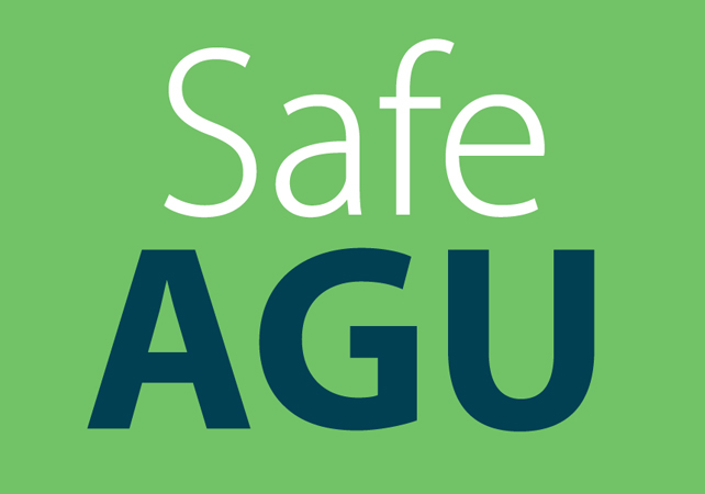 The text Safe AGU on a green background
