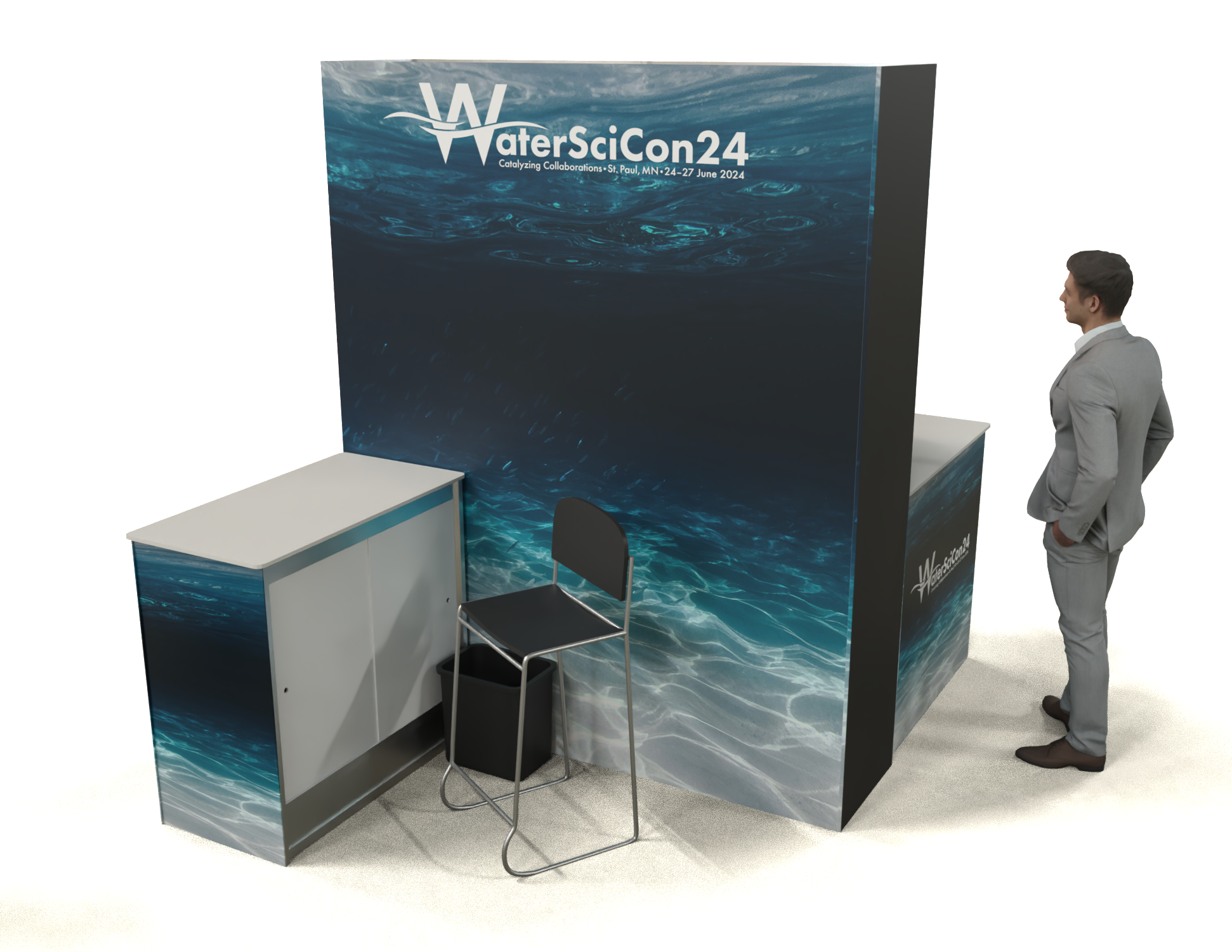 WaterSciCon Exhibit booth without monitor
